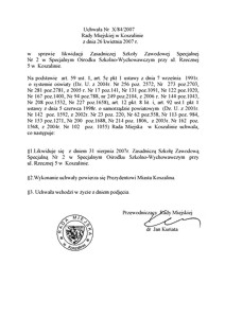 Uchwała Rady Miejskiej w Koszalinie nr X/84/2007