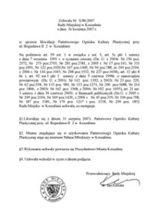 Uchwała Rady Miejskiej w Koszalinie nr X/86/2007