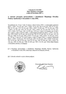 Uchwała Rady Miejskiej w Koszalinie nr X/91/2007