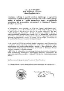 Uchwała Rady Miejskiej w Koszalinie nr X/94/2007