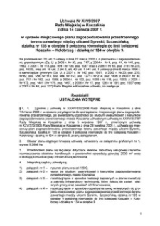 Uchwała Rady Miejskiej w Koszalinie nr XI/99/2007