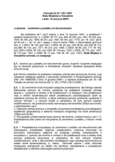 Uchwała Rady Miejskiej w Koszalinie nr XI/100/2007