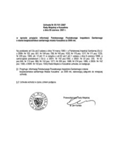 Uchwała Rady Miejskiej w Koszalinie nr XII/101/2007