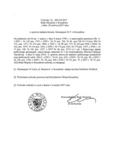 Uchwała Rady Miejskiej w Koszalinie nr XII/103/2007