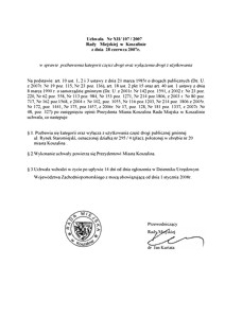 Uchwała Rady Miejskiej w Koszalinie nr XII/107/2007