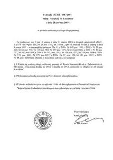 Uchwała Rady Miejskiej w Koszalinie nr XII/108/2007