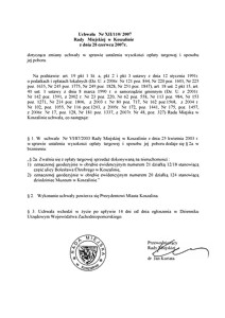 Uchwała Rady Miejskiej w Koszalinie nr XII/110/2007