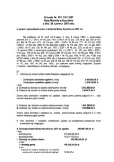 Uchwała Rady Miejskiej w Koszalinie nr XII/116/2007