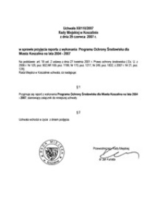Uchwała Rady Miejskiej w Koszalinie nr XII/118/2007