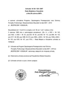 Uchwała Rady Miejskiej w Koszalinie nr XII/120/2007