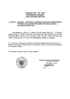 Uchwała Rady Miejskiej w Koszalinie nr XIV/128/2007