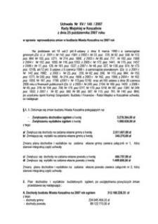 Uchwała Rady Miejskiej w Koszalinie nr XV/148/2007