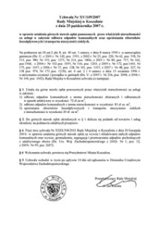 Uchwała Rady Miejskiej w Koszalinie nr XV/149/2007