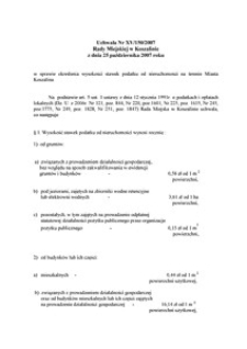 Uchwała Rady Miejskiej w Koszalinie nr XV/150/2007