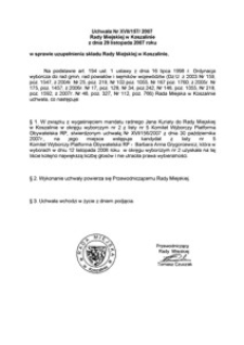 Uchwała Rady Miejskiej w Koszalinie nr XVII/157/2007