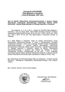 Uchwała Rady Miejskiej w Koszalinie nr XVII/158/2007