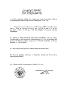 Uchwała Rady Miejskiej w Koszalinie nr XVII/161/2007