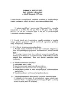 Uchwała Rady Miejskiej w Koszalinie nr XVII/163/2007