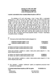 Uchwała Rady Miejskiej w Koszalinie nr XVII/165/2007