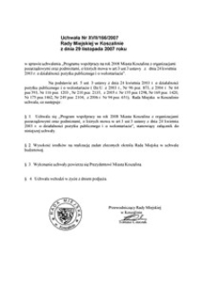 Uchwała Rady Miejskiej w Koszalinie nr XVII/166/2007