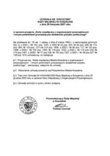 Uchwała Rady Miejskiej w Koszalinie nr XVII/167/2007
