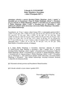 Uchwała Rady Miejskiej w Koszalinie nr XVII/168/2007