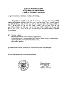 Uchwała Rady Miejskiej w Koszalinie nr XVII/172/2007