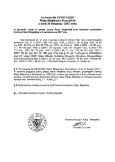 Uchwała Rady Miejskiej w Koszalinie nr XVII/174/2007