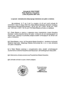 Uchwała Rady Miejskiej w Koszalinie nr XVIII/175/2007