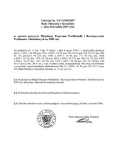 Uchwała Rady Miejskiej w Koszalinie nr XVIII/180/2007