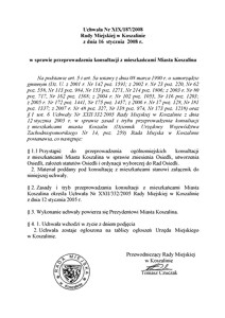 Uchwała Rady Miejskiej w Koszalinie nr XIX/187/2008