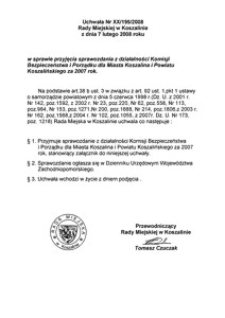 Uchwała Rady Miejskiej w Koszalinie nr XX/195/2008