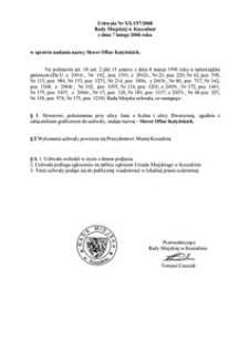 Uchwała Rady Miejskiej w Koszalinie nr XX/197/2008