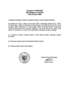 Uchwała Rady Miejskiej w Koszalinie nr XXI/208/2008