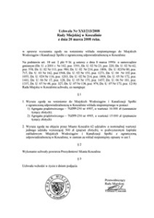 Uchwała Rady Miejskiej w Koszalinie nr XXI/213/2008