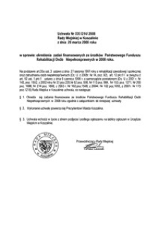Uchwała Rady Miejskiej w Koszalinie nr XXI/214/2008
