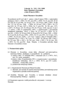 Uchwała Rady Miejskiej w Koszalinie nr XXI/224/2008