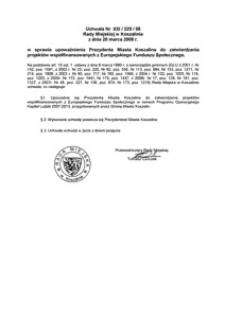 Uchwała Rady Miejskiej w Koszalinie nr XXI/225/2008