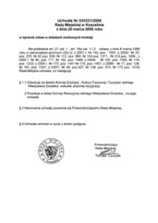Uchwała Rady Miejskiej w Koszalinie nr XXI/231/2008
