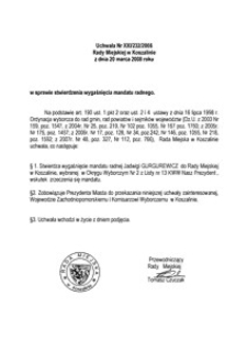 Uchwała Rady Miejskiej w Koszalinie nr XXI/232/2008