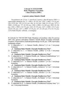 Uchwała Rady Miejskiej w Koszalinie nr XXI/233/2008
