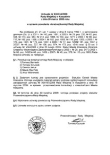 Uchwała Rady Miejskiej w Koszalinie nr XXI/234/2008