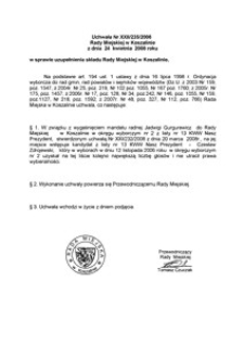 Uchwała Rady Miejskiej w Koszalinie nr XXII/235/2008