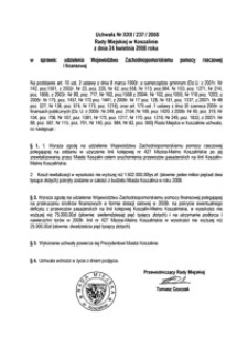 Uchwała Rady Miejskiej w Koszalinie nr XXII/237/2008
