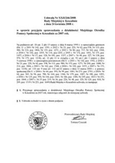 Uchwała Rady Miejskiej w Koszalinie nr XXII/246/2008