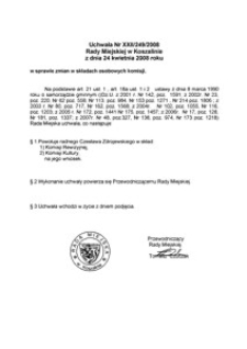 Uchwała Rady Miejskiej w Koszalinie nr XXII/249/2008