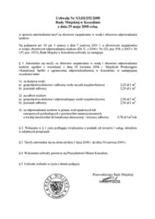 Uchwała Rady Miejskiej w Koszalinie nr XXIII/252/2008