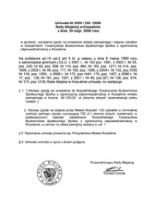 Uchwała Rady Miejskiej w Koszalinie nr XXIII/255/2008