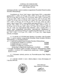 Uchwała Rady Miejskiej w Koszalinie nr XXIII/256/2008