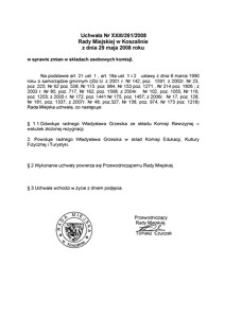 Uchwała Rady Miejskiej w Koszalinie nr XXIII/261/2008